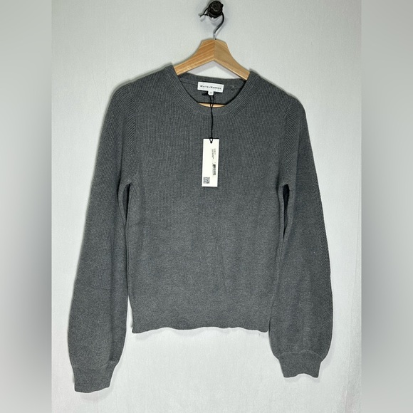 White + Warren Sweaters - White + Warren Cotton Silk Blouson Sleeve Crew Neck Sweater Slate Gray 19316M S